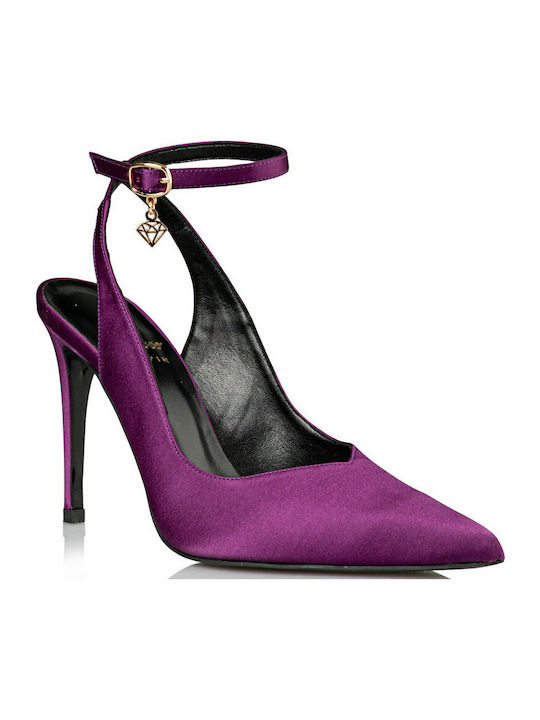 Pointed Toe Heel with Strap Purple M03-14482-41