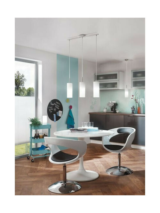 Eglo Troy 3 Pendant Light White Rail with Socket E27 72x110cm
