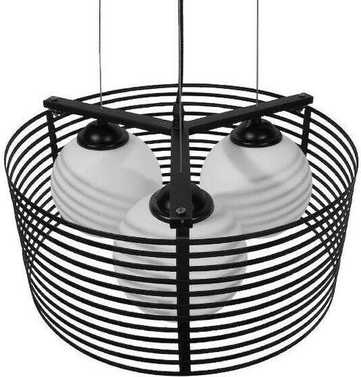 GloboStar Industrial Kevia Black Grid Pendant Ceiling Light with E27 Socket 40x40x17.5cm
