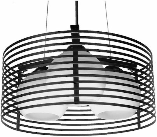 GloboStar Industrial Kevia Black Grid Pendant Ceiling Light with E27 Socket 40x40x17.5cm