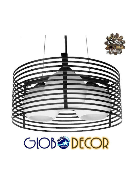 GloboStar Industrial Kevia Deckenleuchte Schwarz Raster mit Lampenbirnensockel E27 40x40x17.5cm