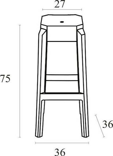 Πλαστικό Σκαμπό Μπαρ Fox 75 Clear 36x36x75cm Πλαστικό Σκαμπό Μπαρ Fox 75 Clear 36x36x75cm
