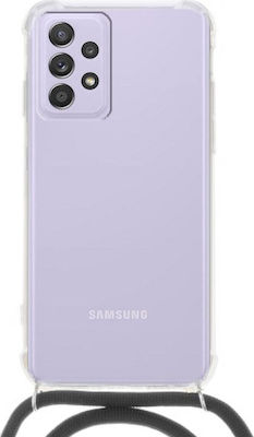 Forcell Cord Back Cover Σιλικόνης Διάφανο με Λουράκι Μαύρο (Galaxy A32 4G)