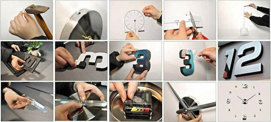 Ruhhy 3D Ceas de Perete Autocolantă Oglindă Argintiu Ø60cm
