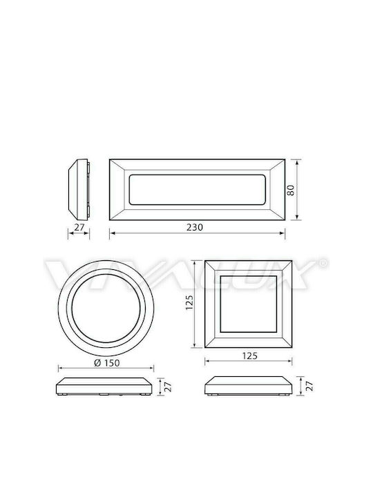 Vivalux Επιτοίχια Εξωτερική Πλαφονιέρα LED IP65 4.5W