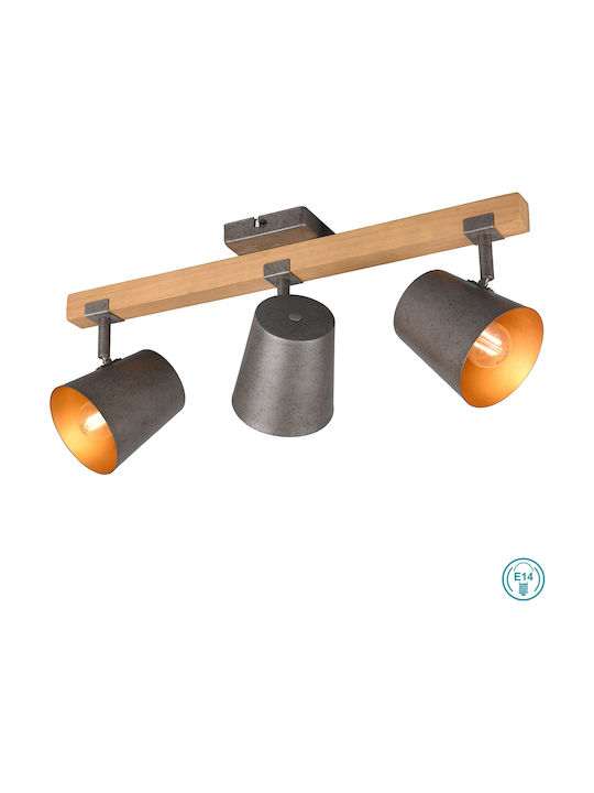 Trio Lighting Bell Triple Spot with Socket E14 in Gray Color