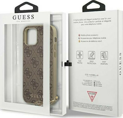 Guess 4G Charms Synthetic Leather / Silicone Back Cover Brown (iPhone 12 / 12 Pro)