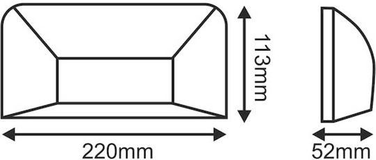 Aca Стенен Външен Плафон LED IP65 6W с Топло бяло Светлина 22x11.3εκ.