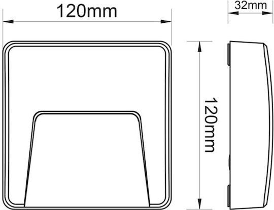 Aca Επιτοίχια Εξωτερική Πλαφονιέρα LED IP65 3W με Θερμό Λευκό Φως 12x12x3.2εκ.