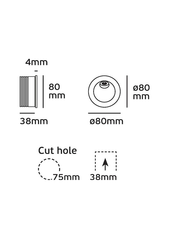 VK Lighting Wandmontierte Außen-Deckenleuchte LED IP65 2W mit Warmweiß Licht 8x3.8εκ.