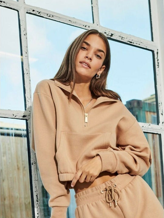 Nomad Cropped Γυναικείο Φούτερ Μπεζ