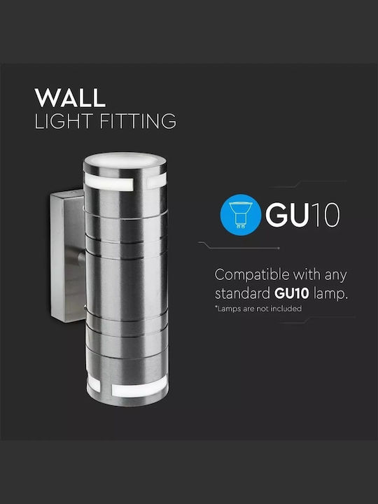V-TAC Wall-Mounted Outdoor Spot Light GU10 IP44 Double Beam 11x6x17.8εκ.
