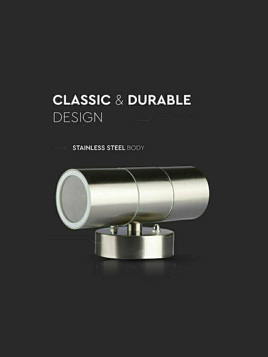V-TAC Wall-Mounted Outdoor Spot Light GU10 IP44 Double Beam 6x9x16.3εκ.