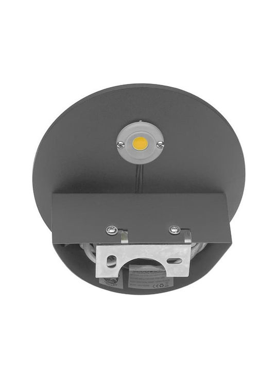 GloboStar Round Back Light Στεγανή Επιτοίχια Πλαφονιέρα Εξωτερικού Χώρου με Ενσωματωμένο LED σε Γκρι Χρώμα