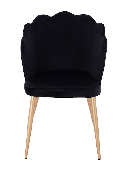 Avie Dining Room Velvet Chair Black / Gold 48x48x85cm 2pcs