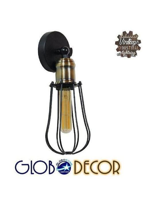GloboStar Industrial Industrial Φωτιστικό Τοίχου με Ντουί E27 Μαύρο 12x32εκ.