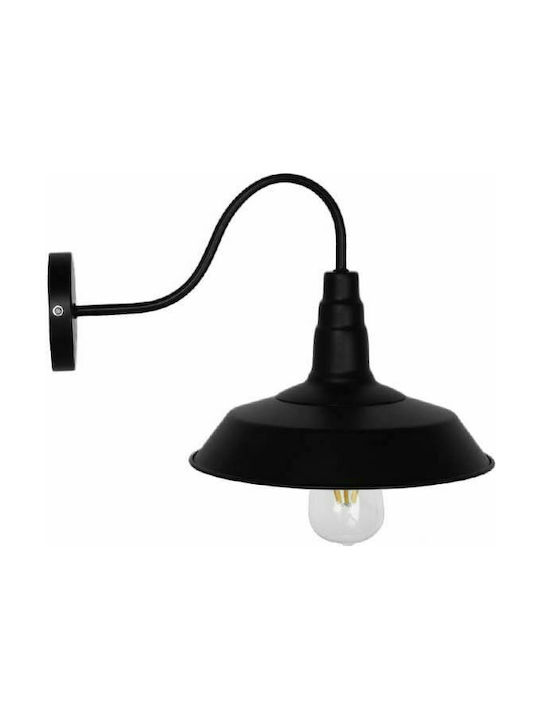 GloboStar Industrial Industrial Wall Lamp with E27 Lamp Bulb Base Black 26x32cm