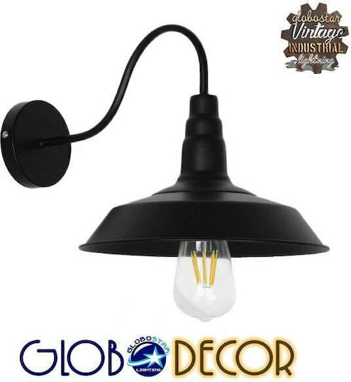 GloboStar Industrial Industrial Wall Lamp with E27 Lamp Bulb Base Black 26x32cm