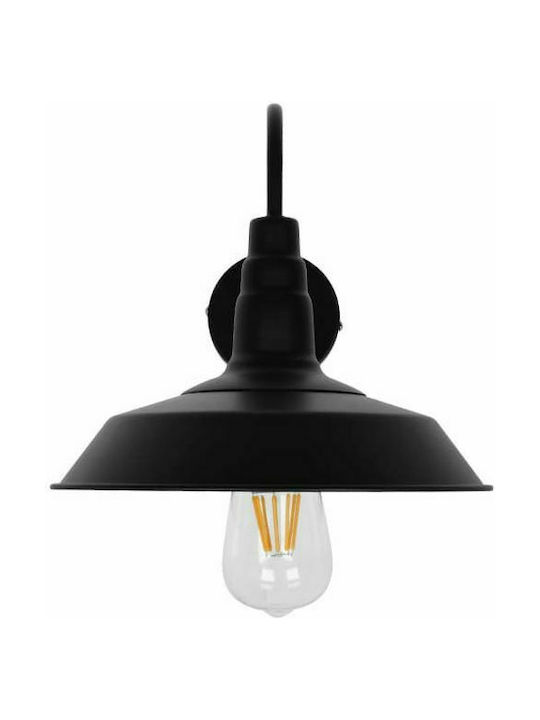 GloboStar Industrial Industrial Wall Lamp with E27 Lamp Bulb Base Black 26x32cm