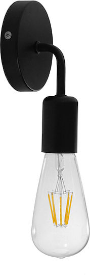 GloboStar Don Vintage Wall Lamp with E27 Lamp Bulb Base Black 7x16x16cm