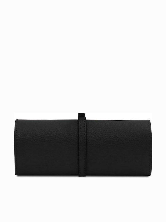 Tuscany Leather Κουτί Κοσμημάτων Ταξιδιού από Δερματίνη Μαύρη