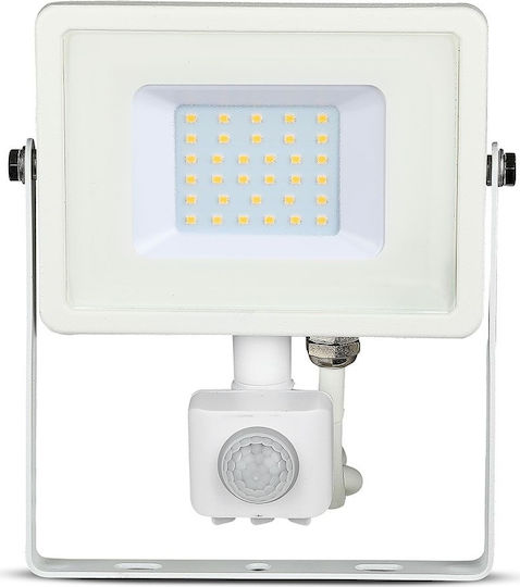 V-TAC Vt-30-s Waterproof LED Flood Light 30W Natural White 4000K with Motion Sensor IP65