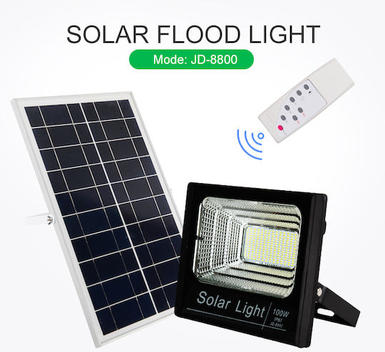 Factory Αδιάβροχος Слънчев LED Προβολέας 100W Студено бяло με Τηλεχειριστήριο IP66