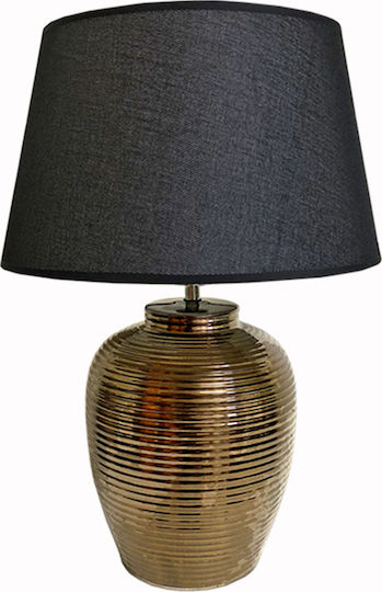 Art et Lumiere Ceramic Table Lamp with Black Shade and Gold Base