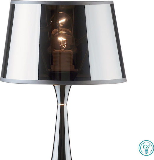 Ideal Lux Metall Tischlampe für Fassung E27 mit Silber Schirm und Basis