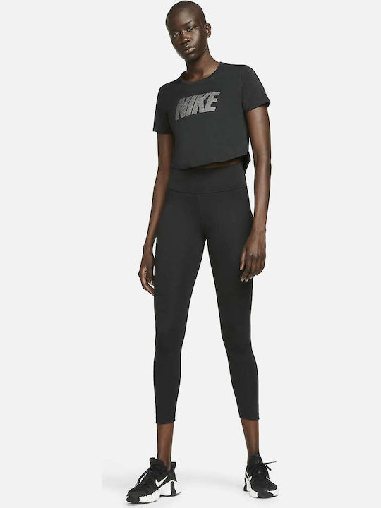 One Γυναικείο Crop Top Κοντομάνικο Μαύρο