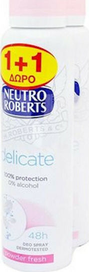 Neutro Roberts Delicate Powder Fresh Deodorant 48h In Spray 2x150ml