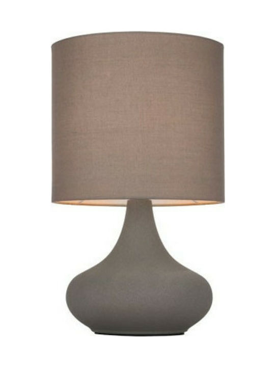 Viokef Concrete Table Lamp for Socket E14 with Beige Shade and Gray Base