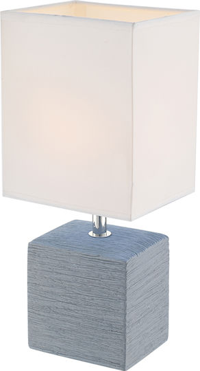 Globo Lighting Κεραμικό Πορτατίφ για Ντουί E14 με Λευκό Καπέλο και Γκρι Βάση