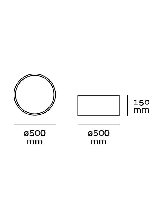VK Lighting Πλαφονιέρα Οροφής 50εκ. Μαύρη με Ντουί E27