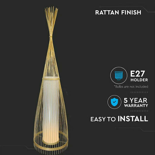 V-TAC Vintage Floor Lamp H94xW30cm. with Socket for Bulb E27 Brown