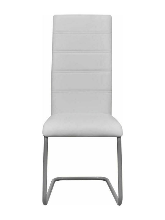 Πρόβολος Dining Room Artificial Leather Chair White 43x54x102cm 2pcs