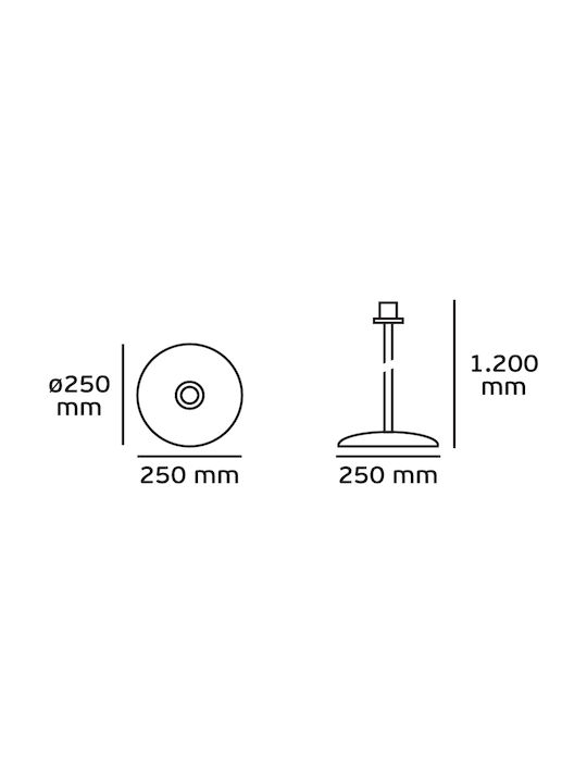 VK Lighting VK/B120/E27/BR Floor Lamp H120xW25cm. with Socket for Bulb E27 Black