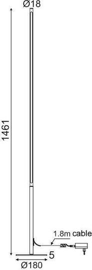 Aca Avenue LED Floor Lamp H146xW18cm. with Warm White Light 920lm Black