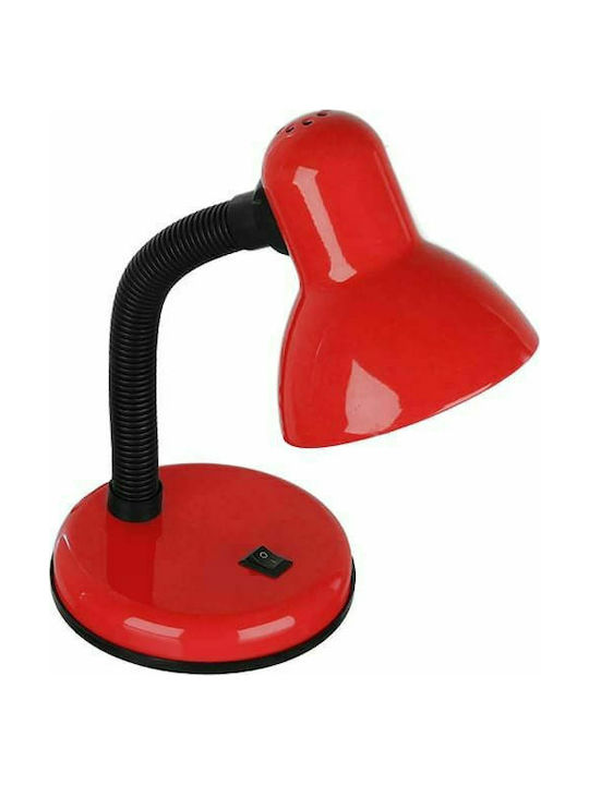 GloboStar Student Office Lamp with Flexible Arm for Socket E27 in Red Color