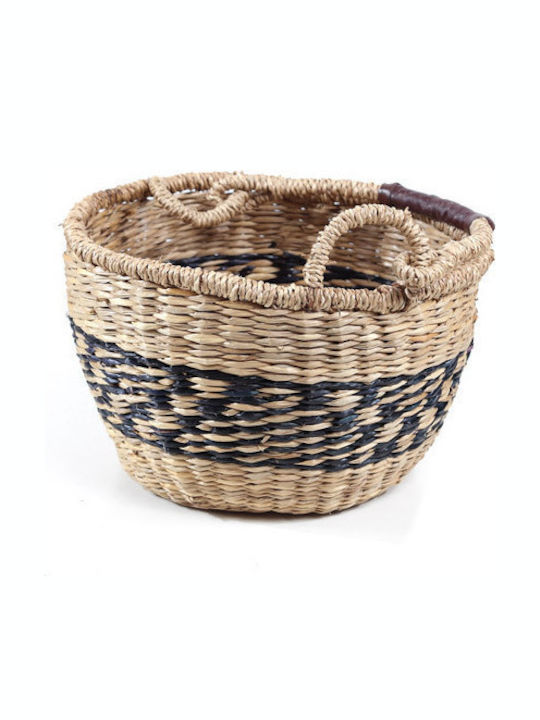 Wicker Decorative Basket Herbal Μαύρο-Φυσικό 25x25x16εκ. Soulworks