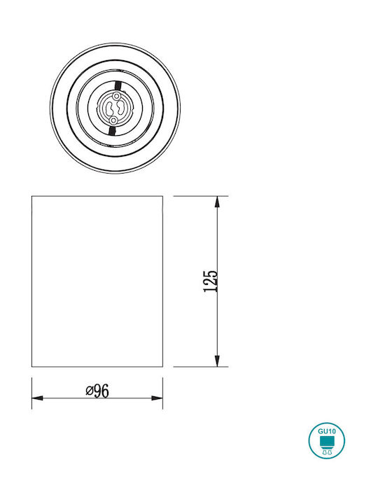 Trio Lighting Cookie Single Spot with Socket GU10 in Black Color