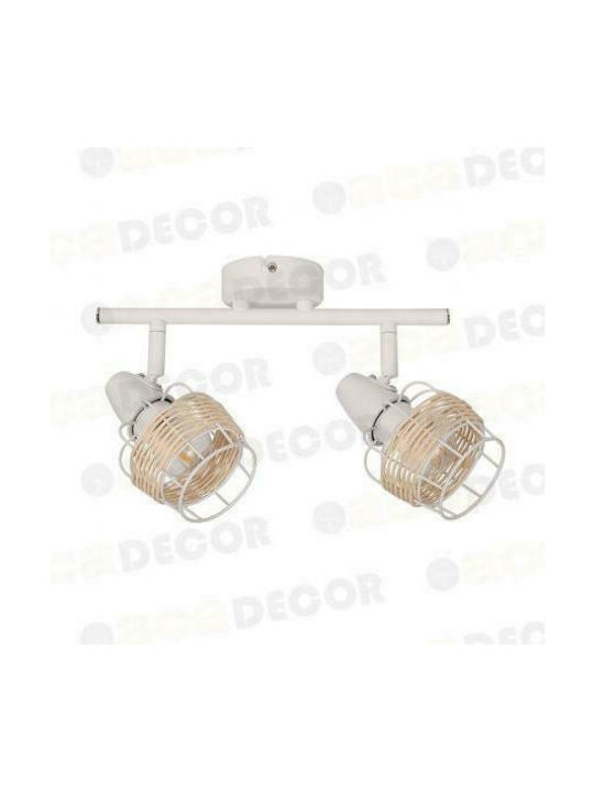 Aca Zorbas Double Spot with Socket E14 in White Color