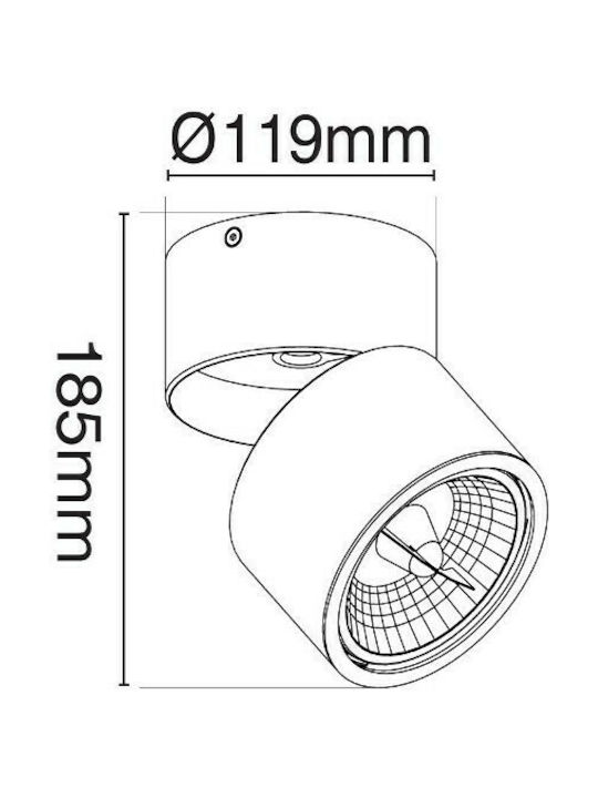 VK Lighting Μονό Σποτ με Ντουί AR111 σε Λευκό Χρώμα