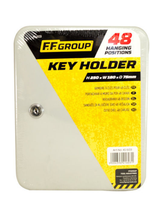 FFG Wall Key Holder Metallic 48 positions 48 positions with Lock 25x7.5x18cm