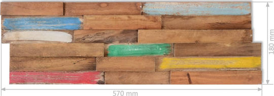 vidaXL 3D Wall Panels Made of Solid Teak Wood Multicolour 57x18x2cm 10 Pieces