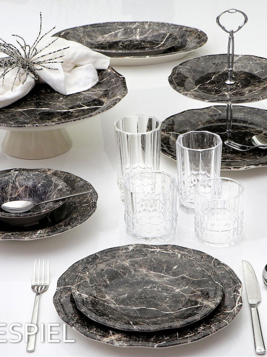 Espiel Marble Platou Decorativ Rotundă Ceramică Neagră 1buc 33x33buc
