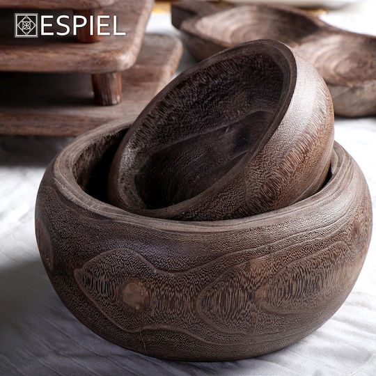 Espiel Bol Decorativ Lemn Maro 17x17x8cm 1buc