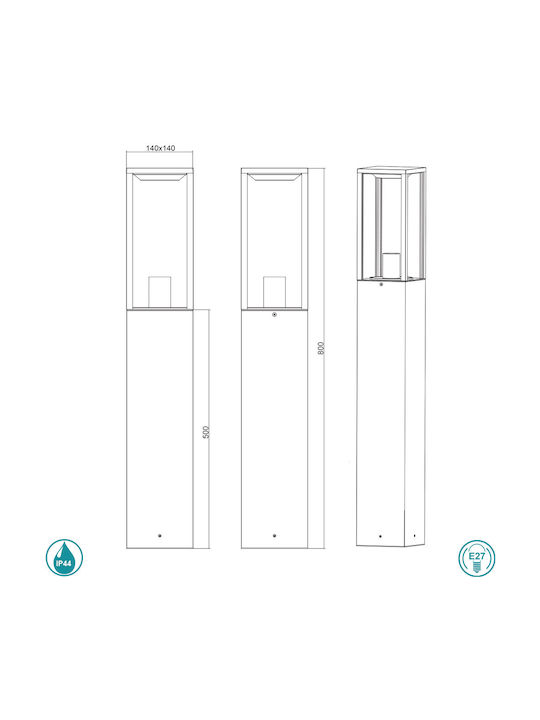 Trio Lighting Garonne Outdoor Floor Lamp Small Post 60W IP44 for E27 Socket Black