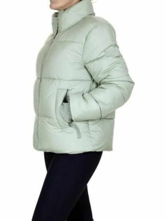 Tom Tailor Κοντό Γυναικείο Puffer Μπουφάν για Χειμώνα Πράσινο