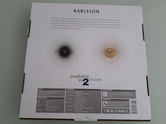 Karlsson Peony Ρολόι Τοίχου Μεταλλικό Μαύρο Ø45cm
